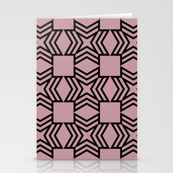 Black and Pink Minimal Star Square Shape Pattern Pairs DE 2022 Popular Color Rose Meadow DE6025 Stationery Cards