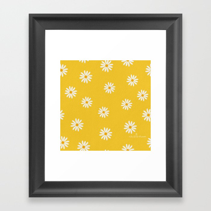 Daisy Field Sunshine Yellow Framed Art Print