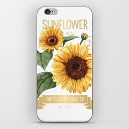 Vintage Sunflower Seed Label - Gold iPhone Skin