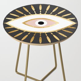 gold foil evil eye in blush Side Table