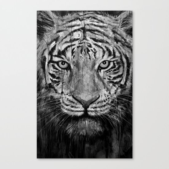 Tiger Black & White Canvas Print