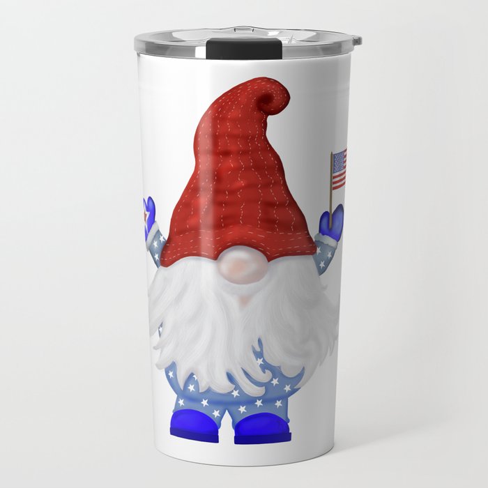 Patriotic American Gnome Travel Mug