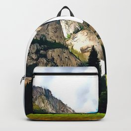 Vernal Mist Backpack | Glacier, Happy, National, Painting, Silver, Waterfall, Park, Hiking, Yosemite, California 