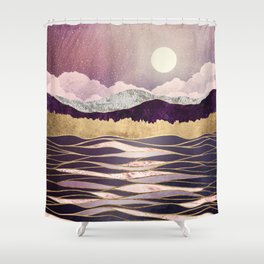Lunar Waves Shower Curtain