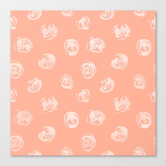 Sweet Life Rosebud Peach Coral Pink Canvas Print