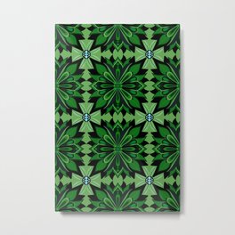 Green Poinsettia Modern Geometric Holiday Pattern Metal Print