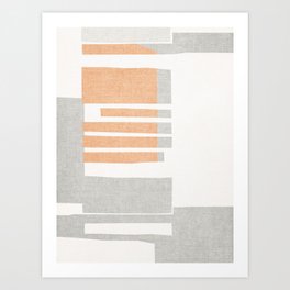 Abstract Textured Orange and Grey Shreds Art Print