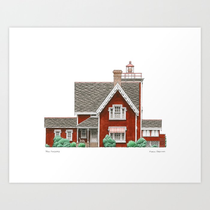 Rhode Island Lighthouse in Color Art Print