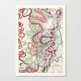 Vintage Map of the Mississippi River Canvas Print