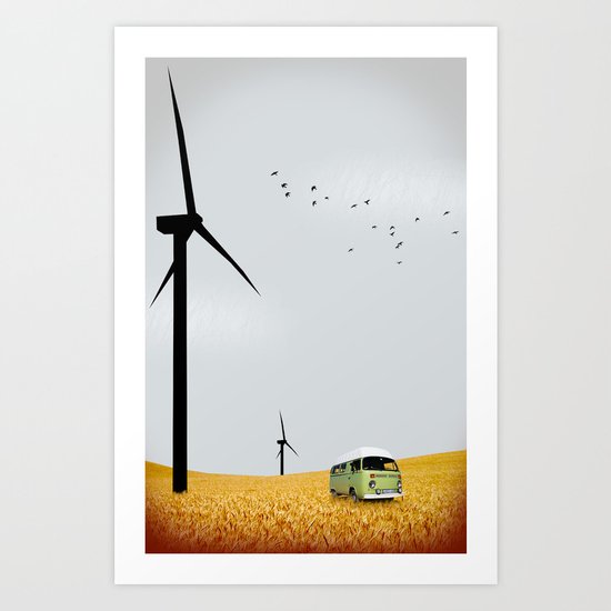 green wagon Art Print