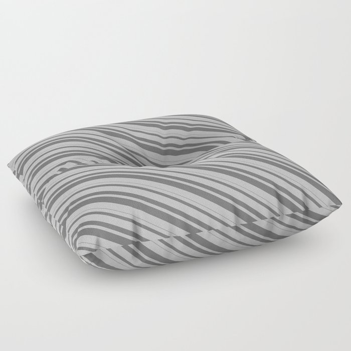Grey and Dim Grey Colored Pattern of Stripes Floor Pillow