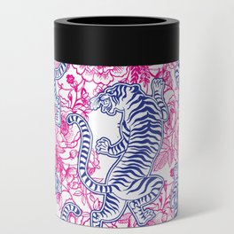 Vintage Chinese Tiger Fuchsia & Blue Pattern Can Cooler