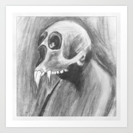 Skull with fangs Art Print