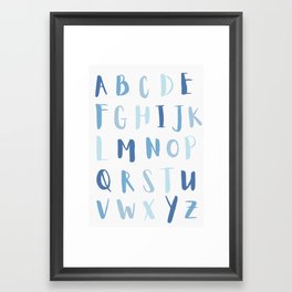 Alphabets - Blue Color Framed Art Print