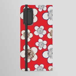 Japanese Kamon Collection Red Flower Pattern Android Wallet Case