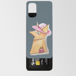 Lady dog with vintage pink hat and purse Android Card Case