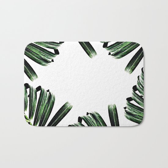 Palm Leaf Watercolor Pattern #society6 #decor #buyart Bath Mat