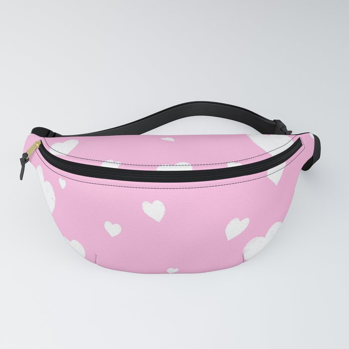 Hand-Drawn Hearts (White & Pink Pattern) Fanny Pack