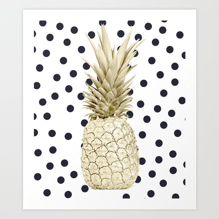 Pineapple Polka Dots Art Print