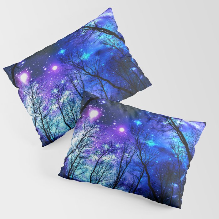 black trees purple blue space copyright protected Pillow Sham