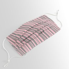 [ Thumbnail: Pink and Grey Colored Striped Pattern Face Mask ]
