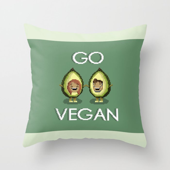 Go Vegan Avocado Throw Pillow