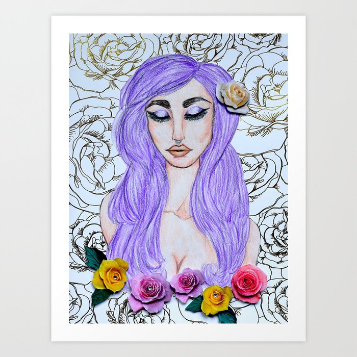 Purple Hair Art Print