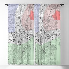 Providence, USA - City Map Collage Sheer Curtain