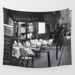French Cafe, Aesthetic Retro Wall Tapestry