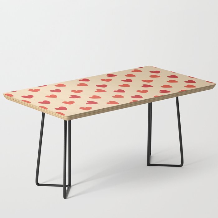 Red Hearts Valentine Print Pattern Coffee Table