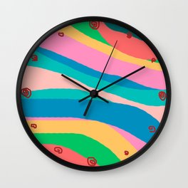 Funky is Funky II, abstract gestural colorful Graphic design Wall Clock