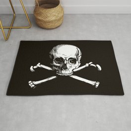 Skull and Crossbones | Jolly Roger | Pirate Flag | Black and White | Rug