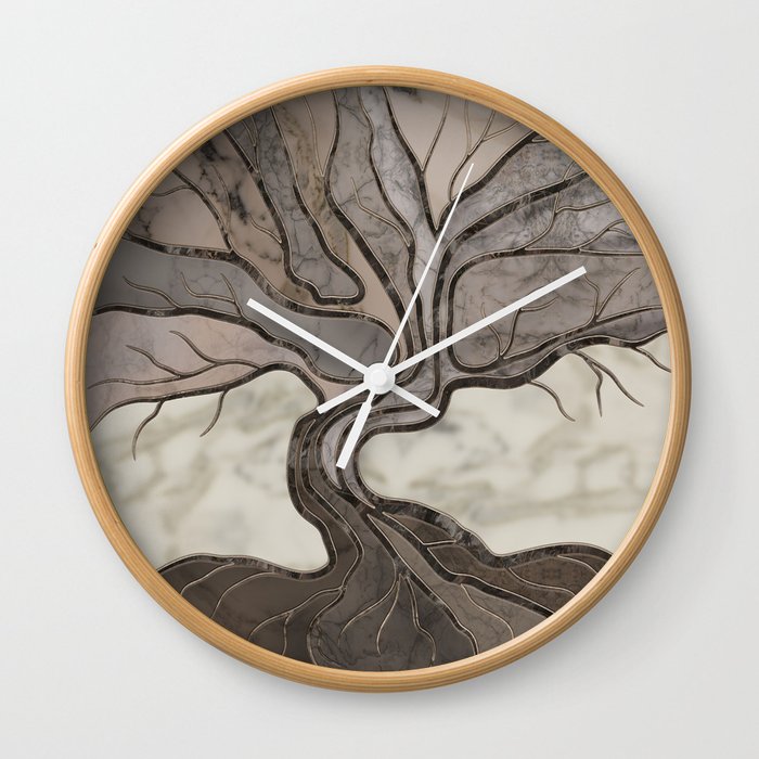 Taupe Marble Tree of life Wall Clock