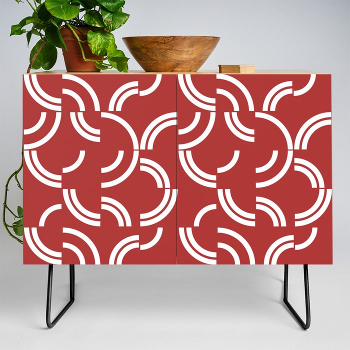 White curves on red background Credenza