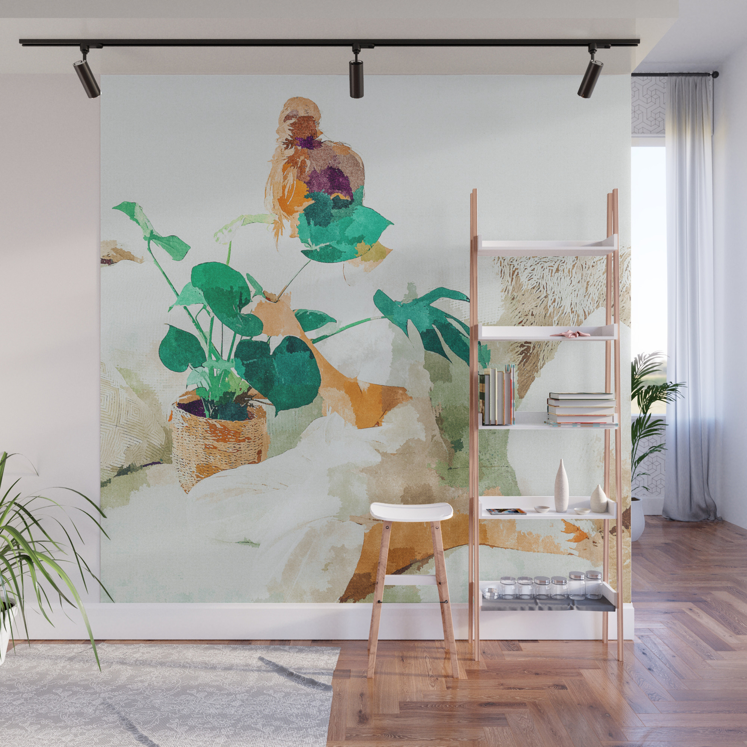 Me Monstera Painting Minimal Wall Mural By 83oranges Society6