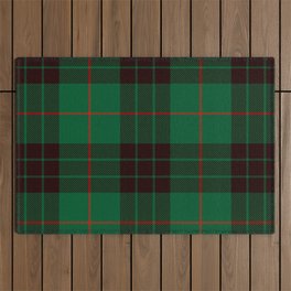 Dark Green Tartan with Black and Red Stripes Outdoor Rug