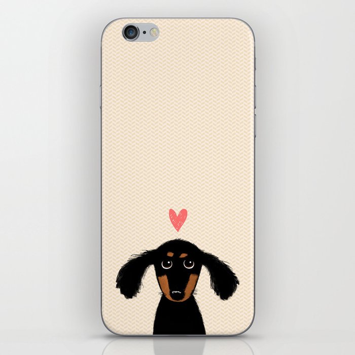 Dachshund Love | Cute Longhaired Black and Tan Wiener Dog iPhone Skin