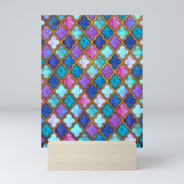 Moroccan tile iridescent pattern Mini Art Print