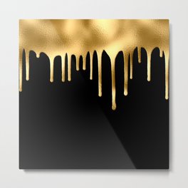 Black & Gold Drips Metal Print | Cool, Graphicdesign, Decorations, Modern, Golden, Textures, Curated, Xmas, Trendy, Bedroom 