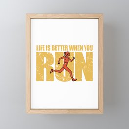 Life Is Better When You Run - Runner Girl Framed Mini Art Print