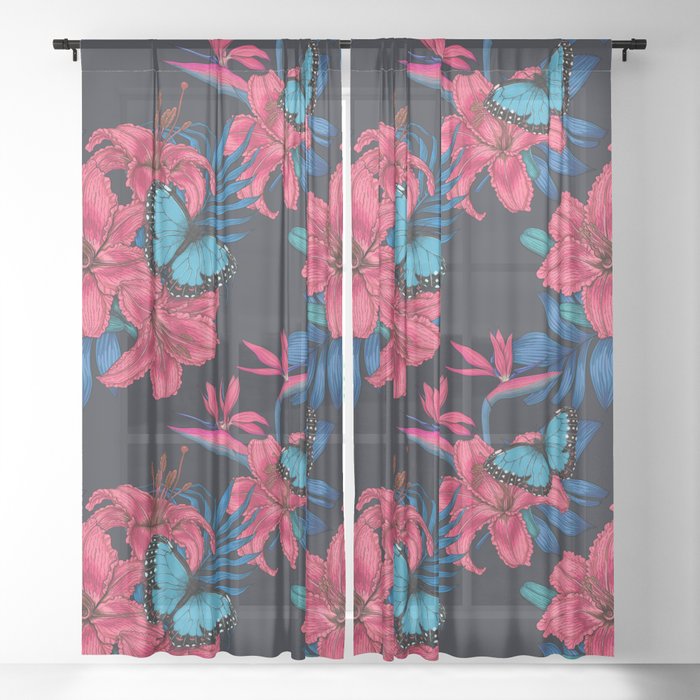 Tropical bouquet Sheer Curtain