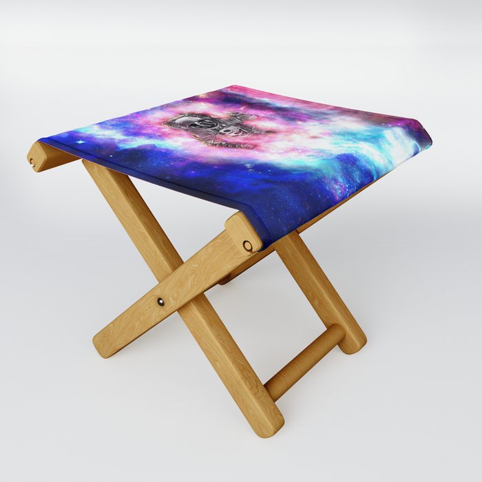 Astronaut in space x Galaxy Colorful Folding Stool