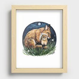 Fox Mama and Baby Recessed Framed Print