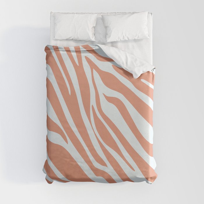 Mid Century Modern Zebra Print Pattern - Brown and White Duvet Cover