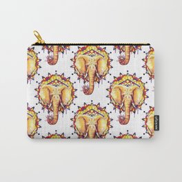 Elephant Mandala Carry-All Pouch | Painted, Illustration, Paintedelephant, Hippie, Elephant, Decorative, Geometric, Orange, Mandala, Yoga 