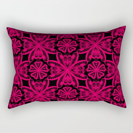 Red Lace on black . Rectangular Pillow