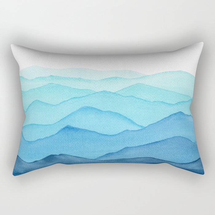blue watercolor mountains Rectangular Pillow