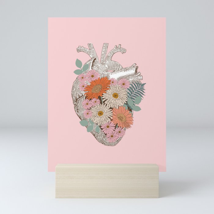 Vintage Floral Heart Mini Art Print