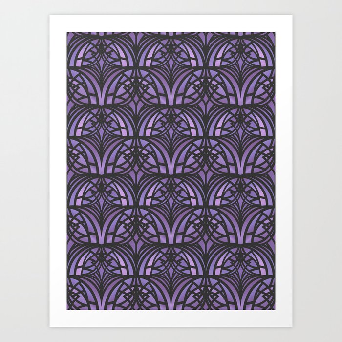 Purple Art Deco Pattern Art Print