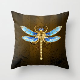 Mechanical Dragonfly ( Steampunk ) Throw Pillow